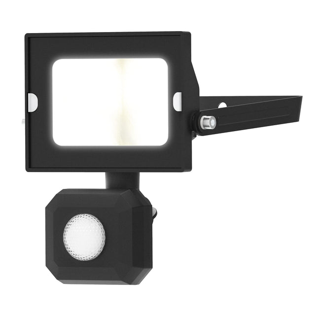 4lite Outdoor Graden/Security LED Floodlight with PIR Sensor IP44 10w 850lm Black Cool White