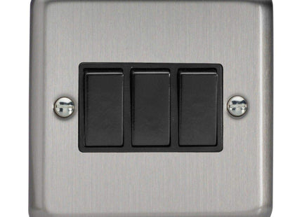 Varilight XS3B Rocker Switches 3 Gang Black