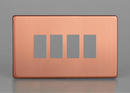 Varilight 4-Gang Screwless Powergrid Plate Including Yoke (Twin Plate)