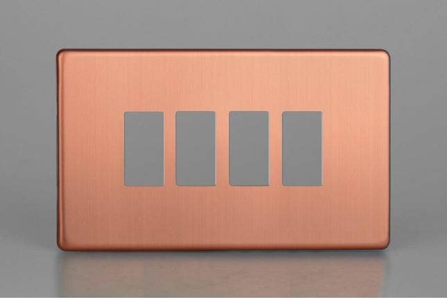 Varilight 4-Gang Screwless Powergrid Plate Including Yoke (Twin Plate)