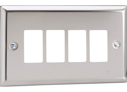 Varilight XCPGY4 Classic Mirror Chrome 4 Gang PowerGrid Plate (Twin Plate)