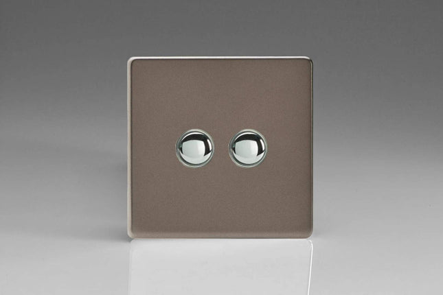Varilight V-Pro IR 2-Gang Tactile Touch Control Dimming Light Switch Slave for use with Master on 2-Way Circuits Pewter IJDRS002S