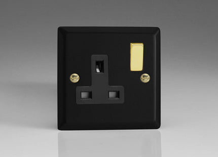 Varilight Vogue Collection Matt Black 1-Gang 13 Amp Switched Plug Socket