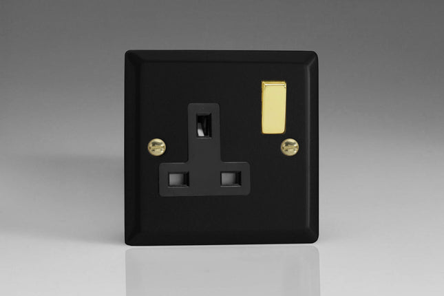 Varilight Vogue Collection Matt Black 1-Gang 13 Amp Switched Plug Socket
