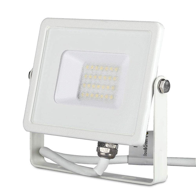 V-TAC 20W Waterproof Outdoor Security Floodlight with Samsung LED Body Glass IP65 4000K Day White 1600 lumens, Die Cast Aluminium