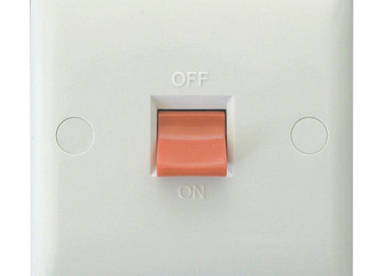 Varilight XO45SW Value Polar White 45A DP Cooker Switch Single Plate