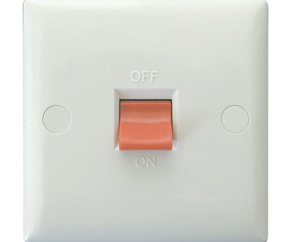 Varilight XO45SW Value Polar White 45A DP Cooker Switch Single Plate
