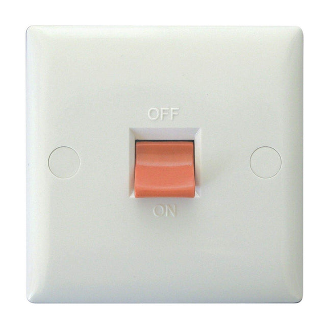 Varilight XO45SW Value Polar White 45A DP Cooker Switch Single Plate