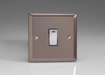 Varilight 1-Gang 20A Double Pole Rocker Light Switch + Neon Indicator Light with Metal Rockers Pewter XR20ND