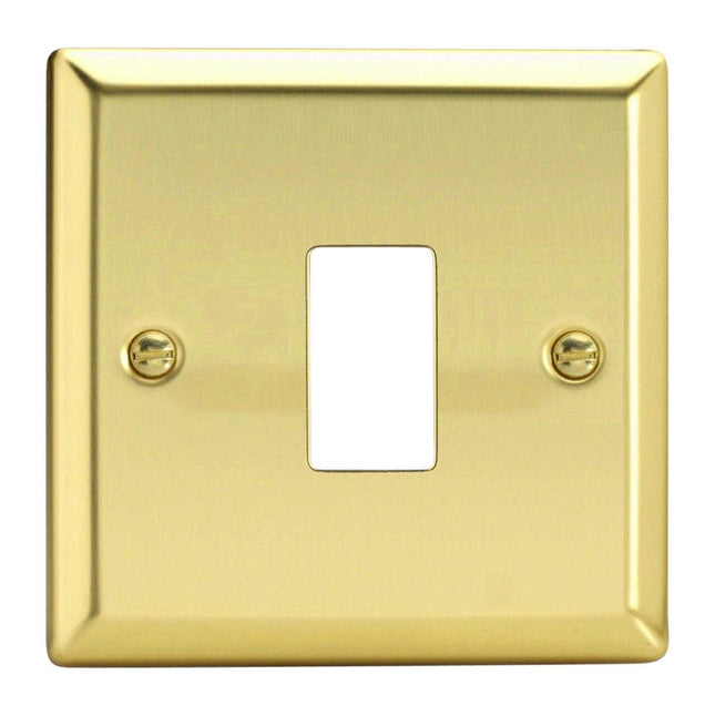 Varilight XVPGY1 Victorian Polished Brass 1-Gang PowerGrid Plate (Single Plate)