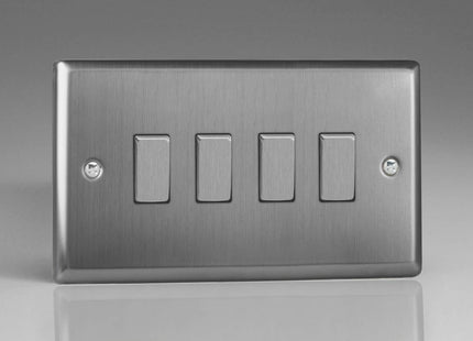 Varilight XT9D Rocker Switches Brushed Steel Steel 4 Gang