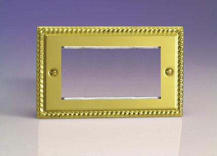 Varilight Data Grid Face Plate For 3 or 4 Data Module Widths Georgian Brass XGG4