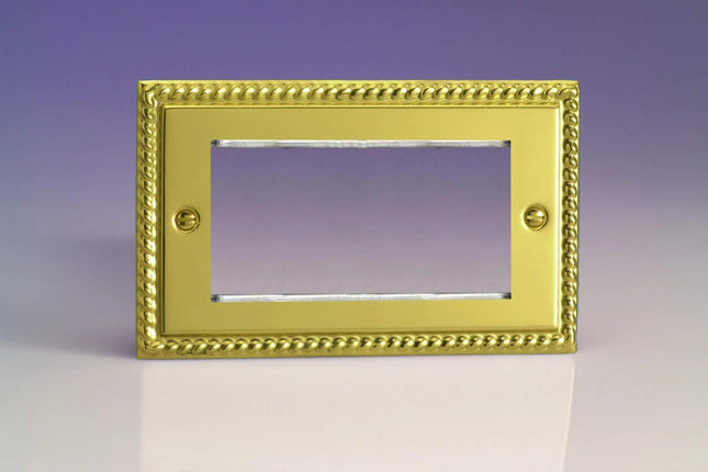 Varilight Data Grid Face Plate For 3 or 4 Data Module Widths Georgian Brass XGG4