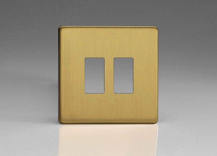 Varilight XDBPGY2S Screwless Brushed Brass 2-Gang Grid Plate (Single Plate)