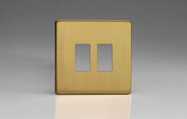 Varilight XDBPGY2S Screwless Brushed Brass 2-Gang Grid Plate (Single Plate)