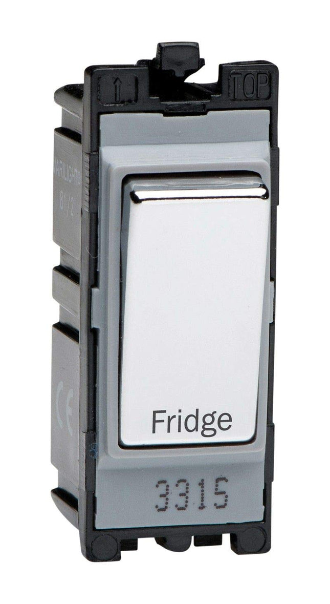 Varilight Engraved 20A 1-Way Double Pole Switch 'Fridge' PowerGrid Chrome G201DC.FG