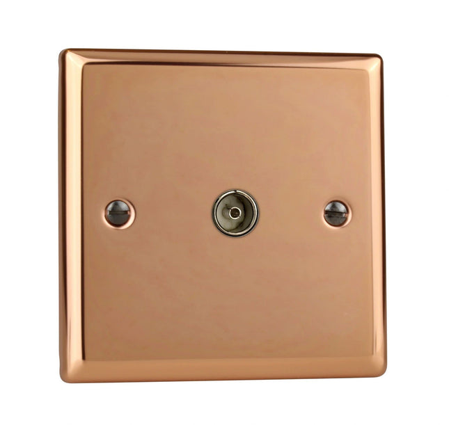 Varilight XY8.CU Coaxial TV Aerial Socket 1-Gang Polished Copper