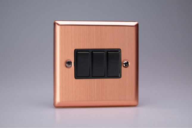 Varilight 3-Gang 10A 1- Or 2-Way Rocker Switch
