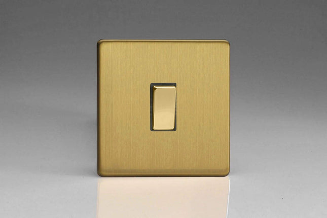 Varilight 1-Gang 20A Double Pole Rocker Light Switch Brushed Brass XDB20DS