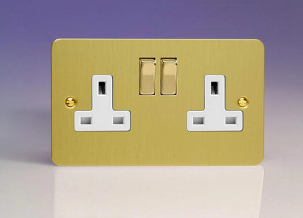 Varilight 2-Gang 13A Double Pole Switched Socket with Metal Rockers