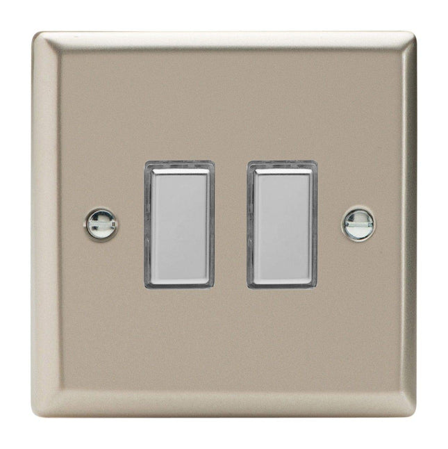 Varilight 2-Gang Tactile Touch Control Dimming Light Switch Slave for use with Eclique2 Master on 2-Way Circuits Satin Chrome JNES002