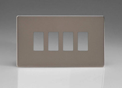 Varilight XDRPGY4S Screwless Pewter 4 Gang PowerGrid Plate (Twin Plate)