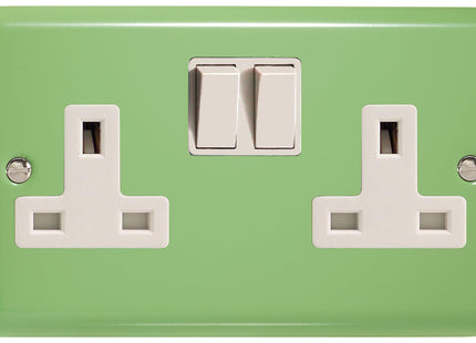 Varilight 2-Gang (Double), 13 Amp Switched Socket, Classic Lily Beryl Green XY5W.BG