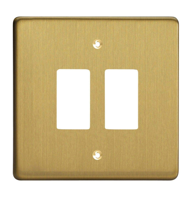Varilight 2-Gang Grid Plate (Single Plate) Brushed Brass XDBPG2-P