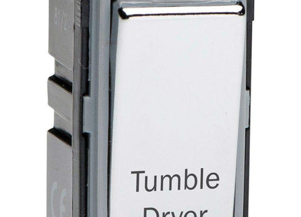 Varilight Engraved 20A 1-Way Double Pole Switch 'Tumble Dryer' PowerGrid Chrome G201DC.TD