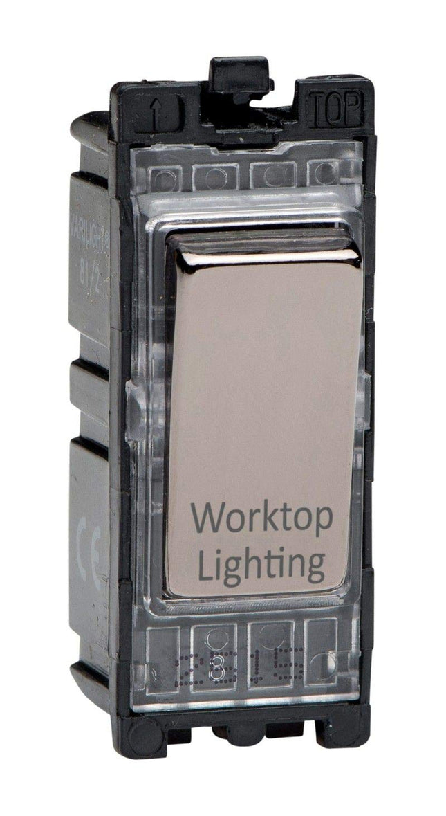 Varilight Iridium Black Powergrid Engraved 20 Amp 1-Way Double Pole Switch 'Worktop Lighting'