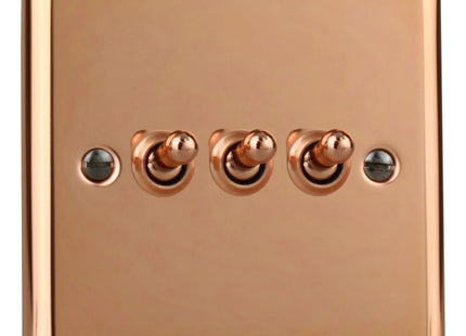 Varilight Urban Polished Copper 3 Gang 2-Way 10 Amp Toggle Switch