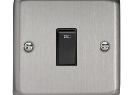 Varilight 1-Gang 20A Double Pole Rocker Light Switch + Neon Indicator Light Matt Chrome XS20NB