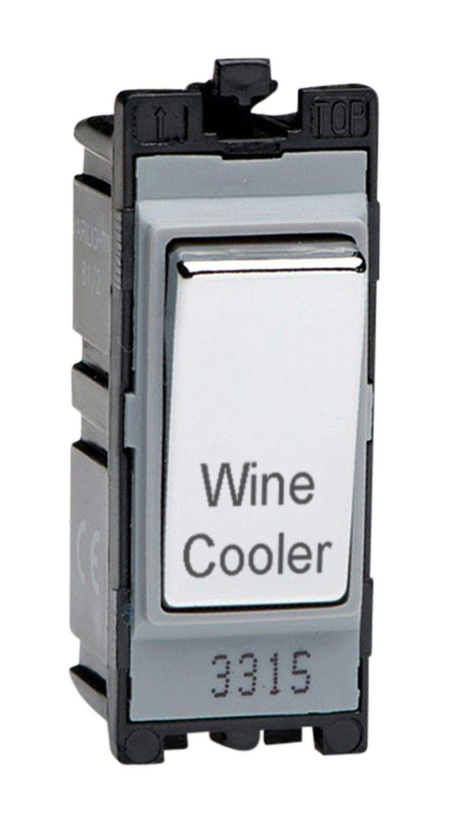 Varilight Polished Chrome Powergrid Engraved Module 20 Amp 1-Way Double Pole Switch 'Wine Cooler'