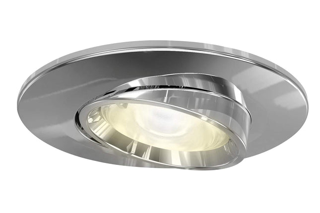 4lite Smart Wiz Connected Adjustable IP20 GU10 Fire Rated Downlight 4.9w 345lm WiFi Bluetooth Dimmable Chrome Bezel Cool White Warm White Daylight 4L1/2216