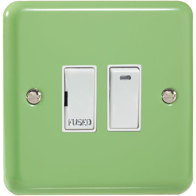 Varilight 1-Gang (Single), 13 Amp Switched Fused Spur with Neon, Classic Lily Beryl Green XY6NW.BG