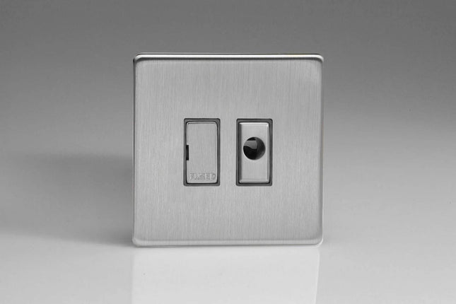 Varilight 13A Unswitched Fused Spur + Flex Outlet with Metal Inserts Brushed Steel XDS6UFODS