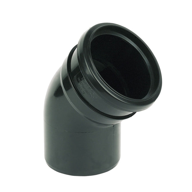 FloPlast 110mm Soil 135' Socket/Spigot Bend Black