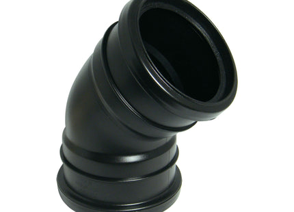 FloPlast 110mm Soil 135' Degree Double Socket Bend Black - SP563