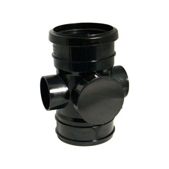 FloPlast 110mm Soil Access Socket/Solvent Weld Black