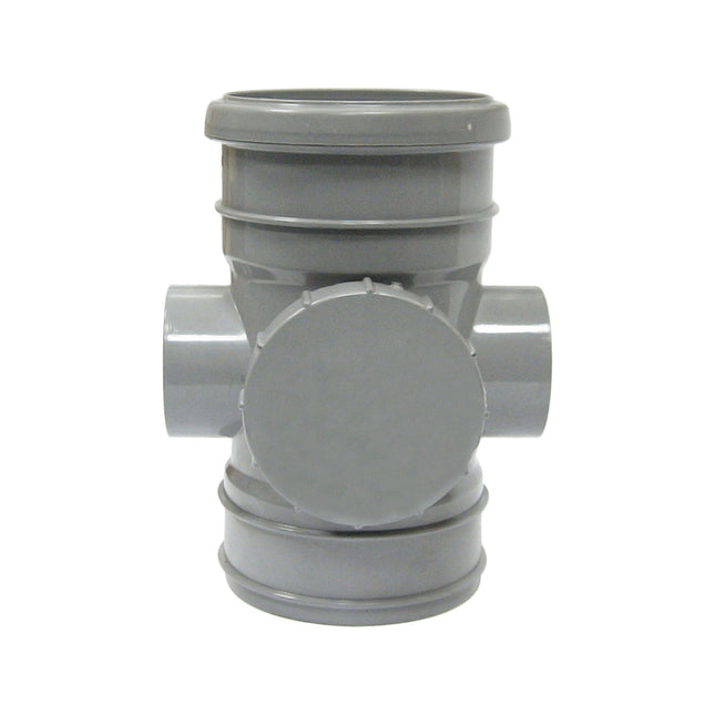 FloPlast 110mm Soil Access Socket/Solvent Weld Grey