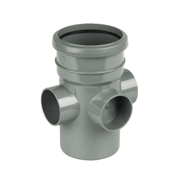 FloPlast 110mm Soil Boss Pipe Spigot Grey