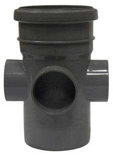 FloPlast 110mm Soil Boss Pipe Solvent Weld Grey