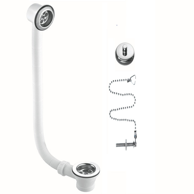 Mcalpine Combi Bath Waste O/Flow - Chrome - FBW2PCCP - Essential for Bath Setup