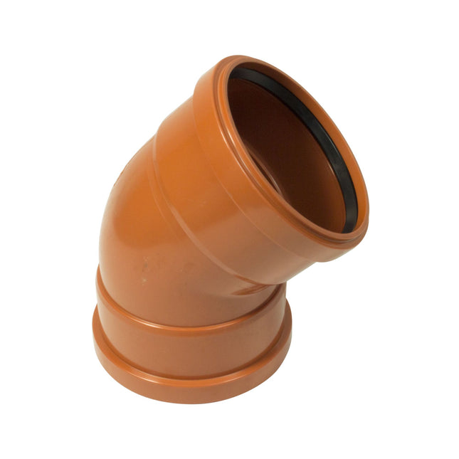 FloPlast Underground Drain 110mm Double Socket 45' Bend