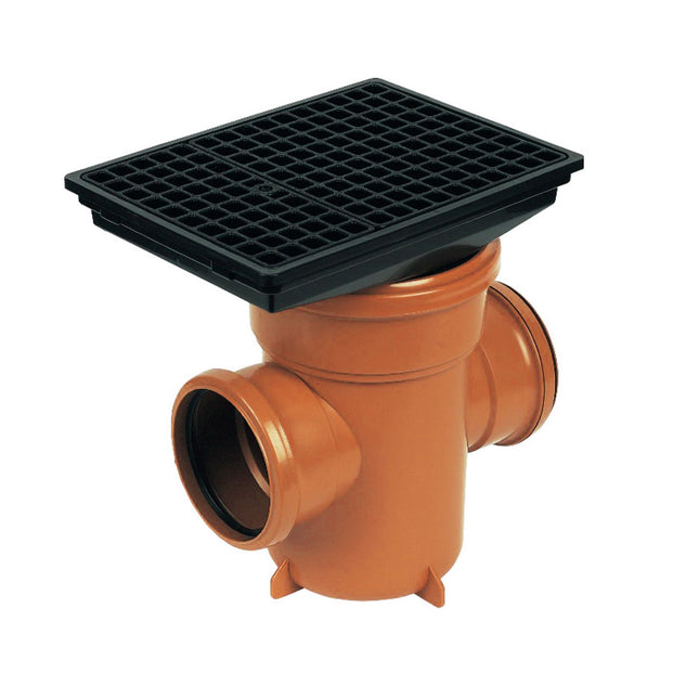 FloPlast Underground Back Inlet Bottle Gully & Square Grid