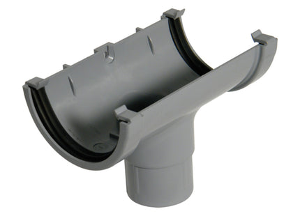 FloPlast Half Round 75mm Gutter Running Outlet Grey