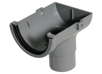 FloPlast Half Round 75mm Gutter Stopend Outlet Grey