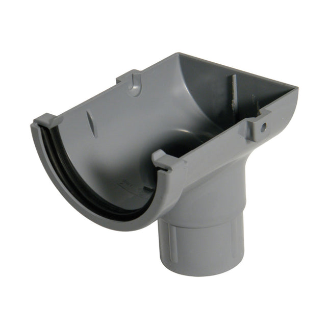 FloPlast Half Round 75mm Gutter Stopend Outlet Grey