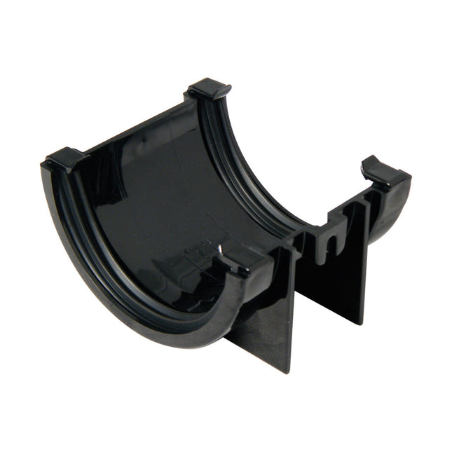 FloPlast Half Round 75mm Gutter Union Black