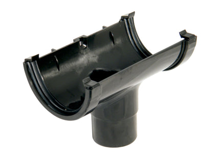 FloPlast Half Round 75mm Gutter Running Outlet Black